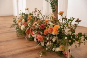 Chloe and Jake floral decor close up